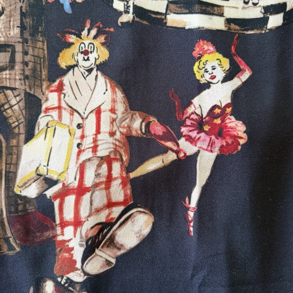 RARE Save The Queen Dress XL Circus Print Graphic Long Sleeve Designer Italy Y2K - Picture 8 of 15